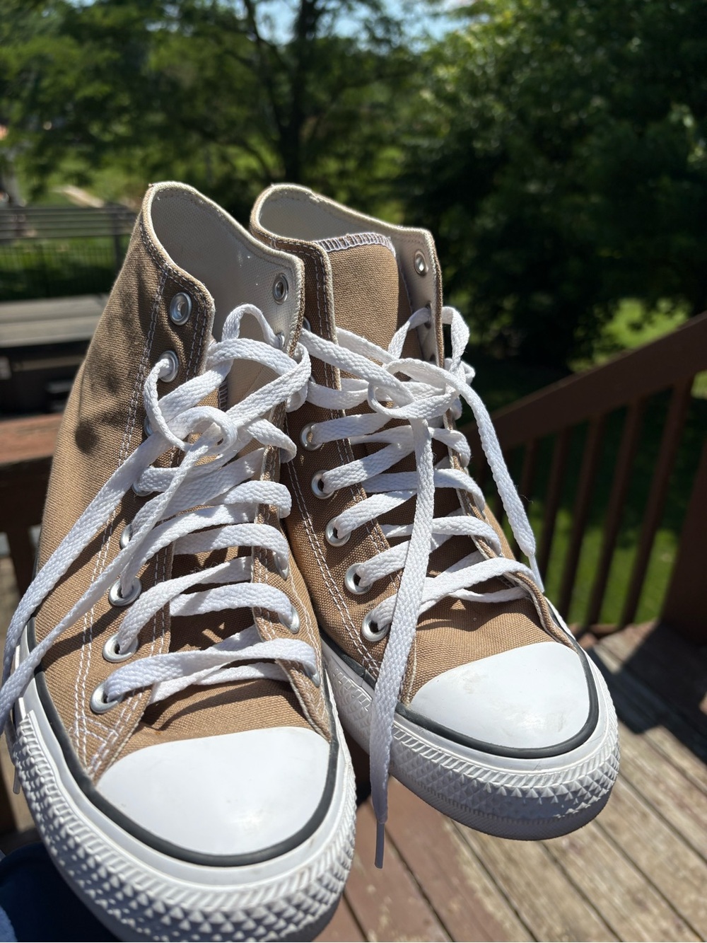 Converse High-Top Canvas Sneakers in Cream and White